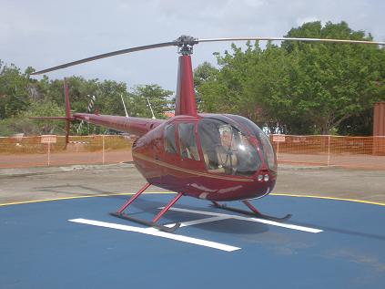 Front Right Side View - Robinson R44 with PJ-LIH registration (red)